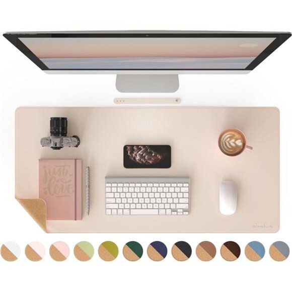 Dual-Sided Desk Pad, Natural Cork & PU Leather Mouse mats for Office and Home - Picture 1 of 8